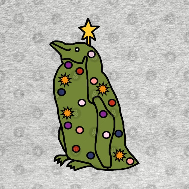 Funny Christmas Tree Penguin by ellenhenryart